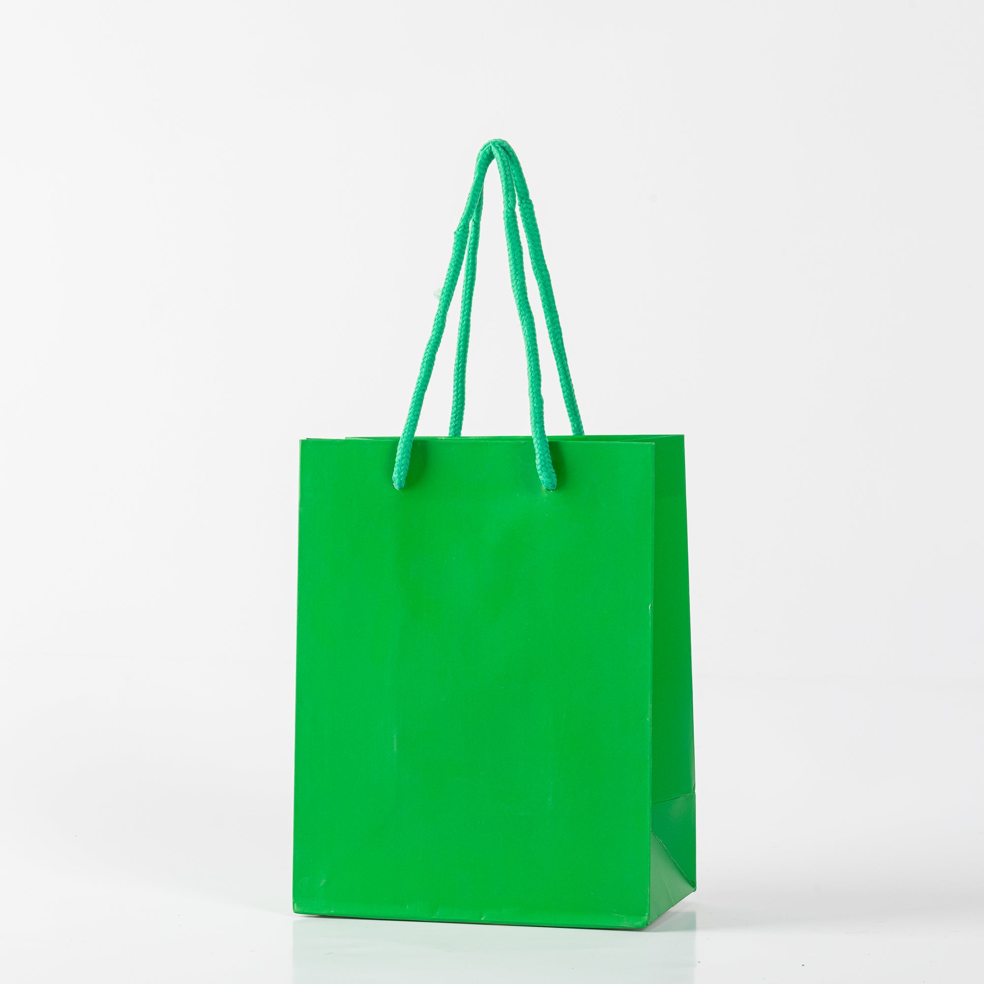 12x Paper Drawstring Bag - 18cm x 14cm x 8cm - Green 
