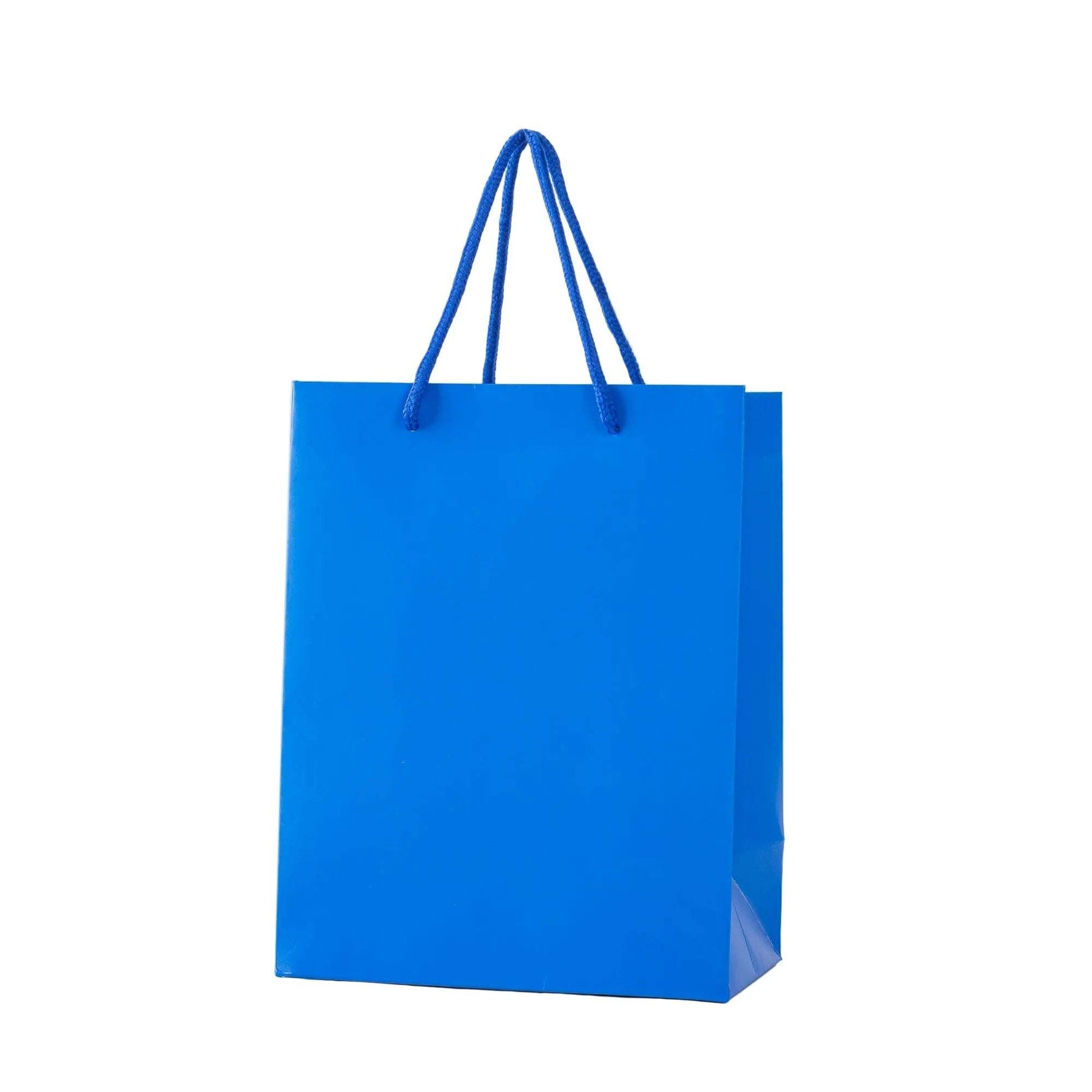 Set of 12 dark blue paper cord bags 18x23x10cm, eco-friendly and durable papieren koordtassen