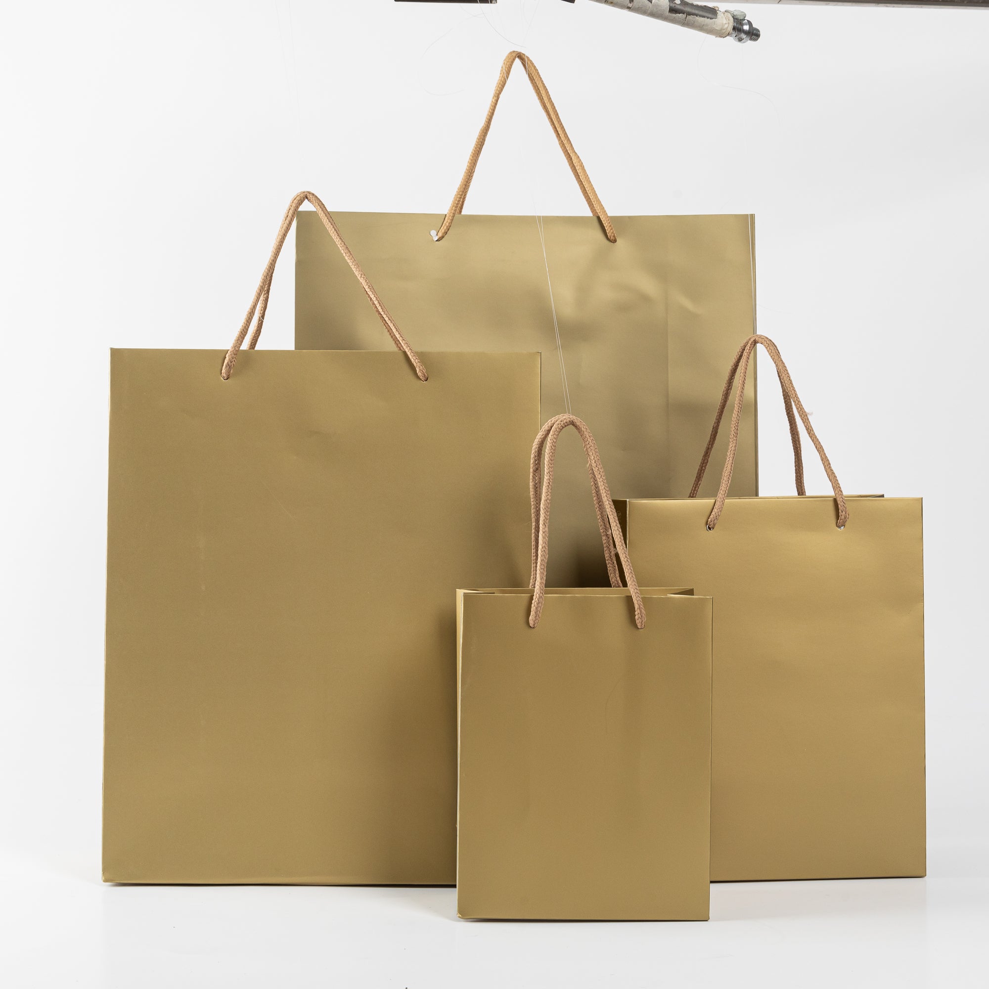 12x Paper Drawstring Bag - 18cm x 23cm x 10cm - Gold 