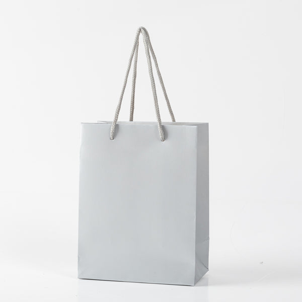 12x Papieren koordtas - 31cm x 42cm x 12cm - Zilver