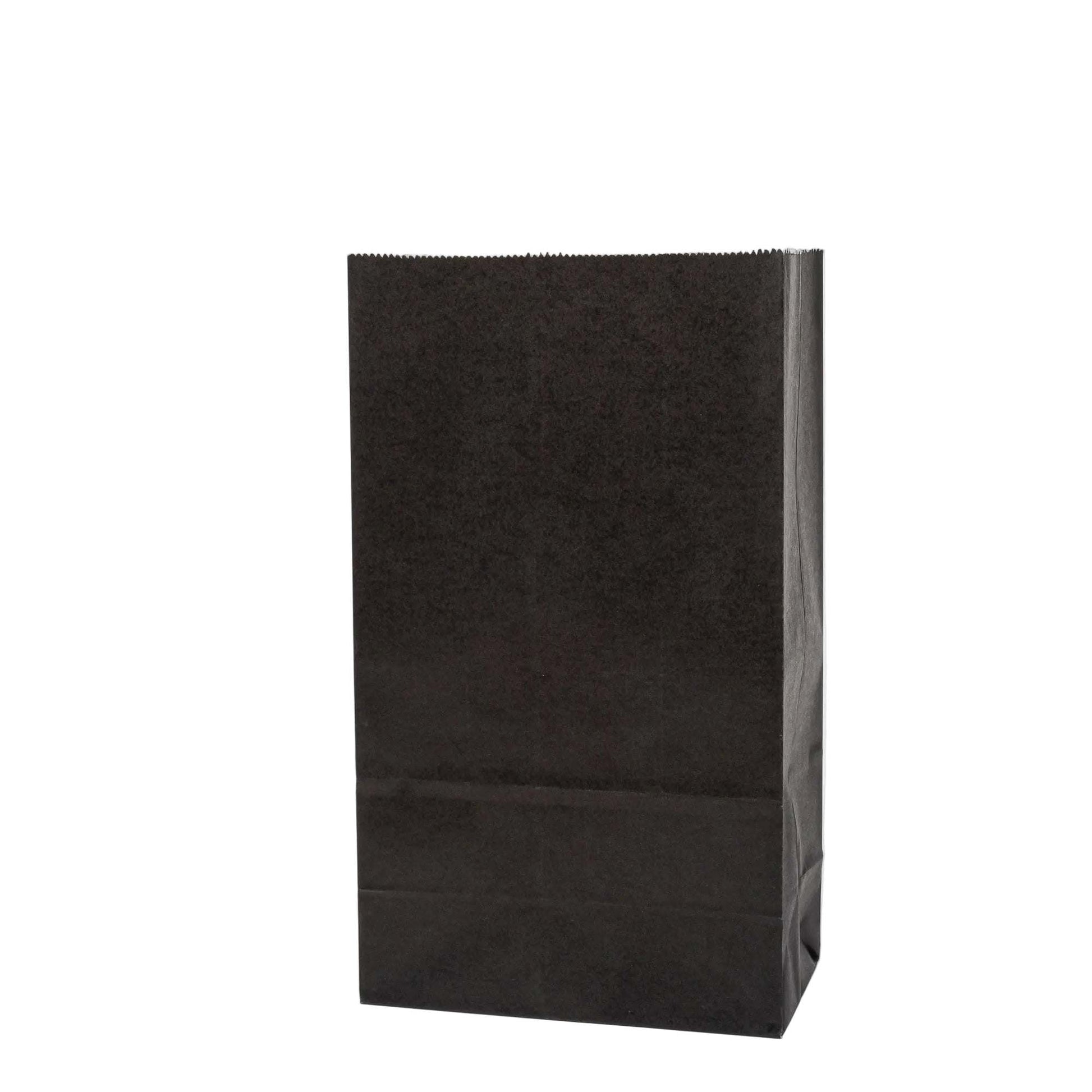 Blokbodem papieren kraft zakjes zwart 13x8x24 cm stapel van 50 stuks duurzame voedselverpakking