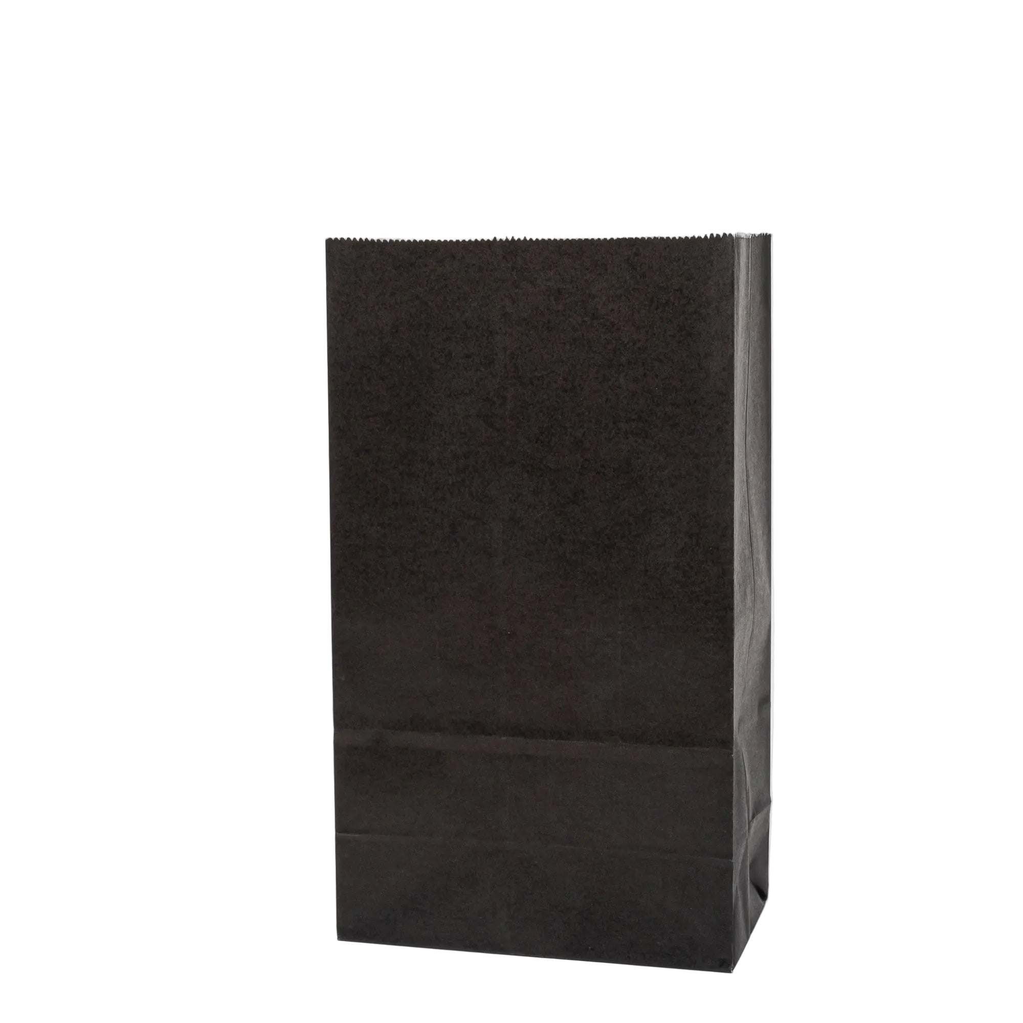 Blokbodem papieren kraft zakjes zwart 13x8x24 cm stapel van 50 stuks duurzame voedselverpakking