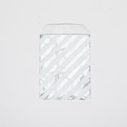 50 stuks Cadeau Papieren Zakjes gestreept kleur Zilver 10cm x 15cm