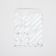 50 stuks Cadeau Papieren Zakjes gestreept kleur Zilver 13cm x 18cm