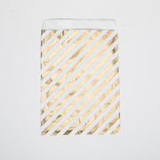 50 stuks Cadeau Papieren Zakjes gestreept kleur Goud 16cm x 24cm