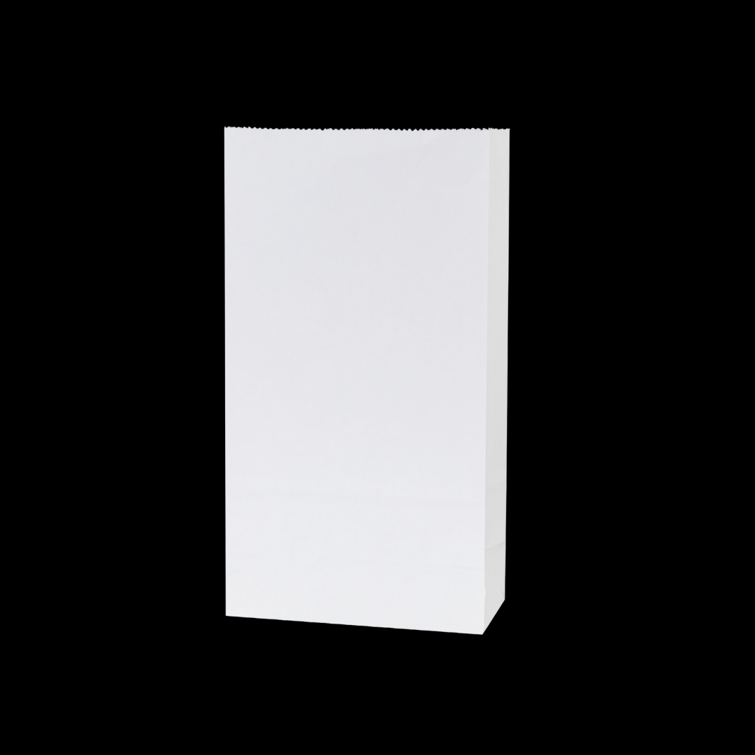 50 stuks Nature Kraft zak blokbodem 9cm + 6cm x 18cm Wit