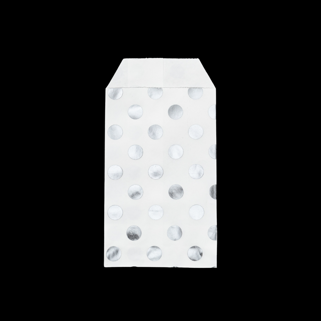50 stuks Cadeau Papieren Zakjes gestipt kleur Zilver 10cm x 15cm