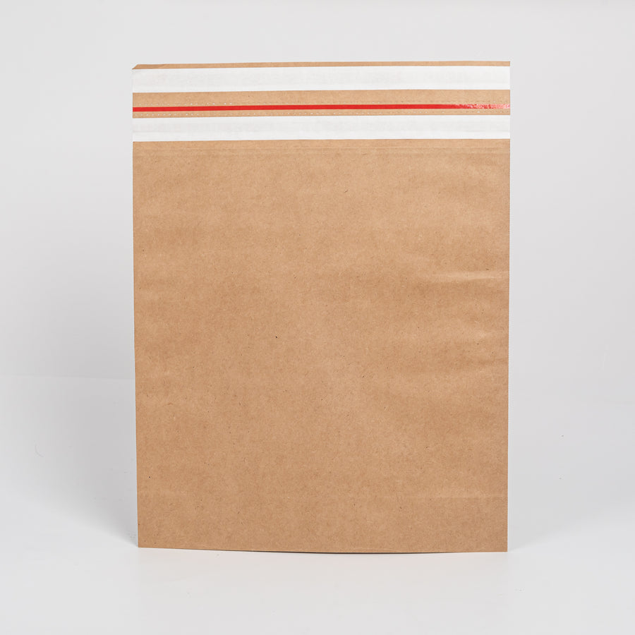 50x Papieren Verzendzak met Zijvouw en Bodem  - 32.50cm x 35cm x 10cm + 7.5cm retour plakstrip
