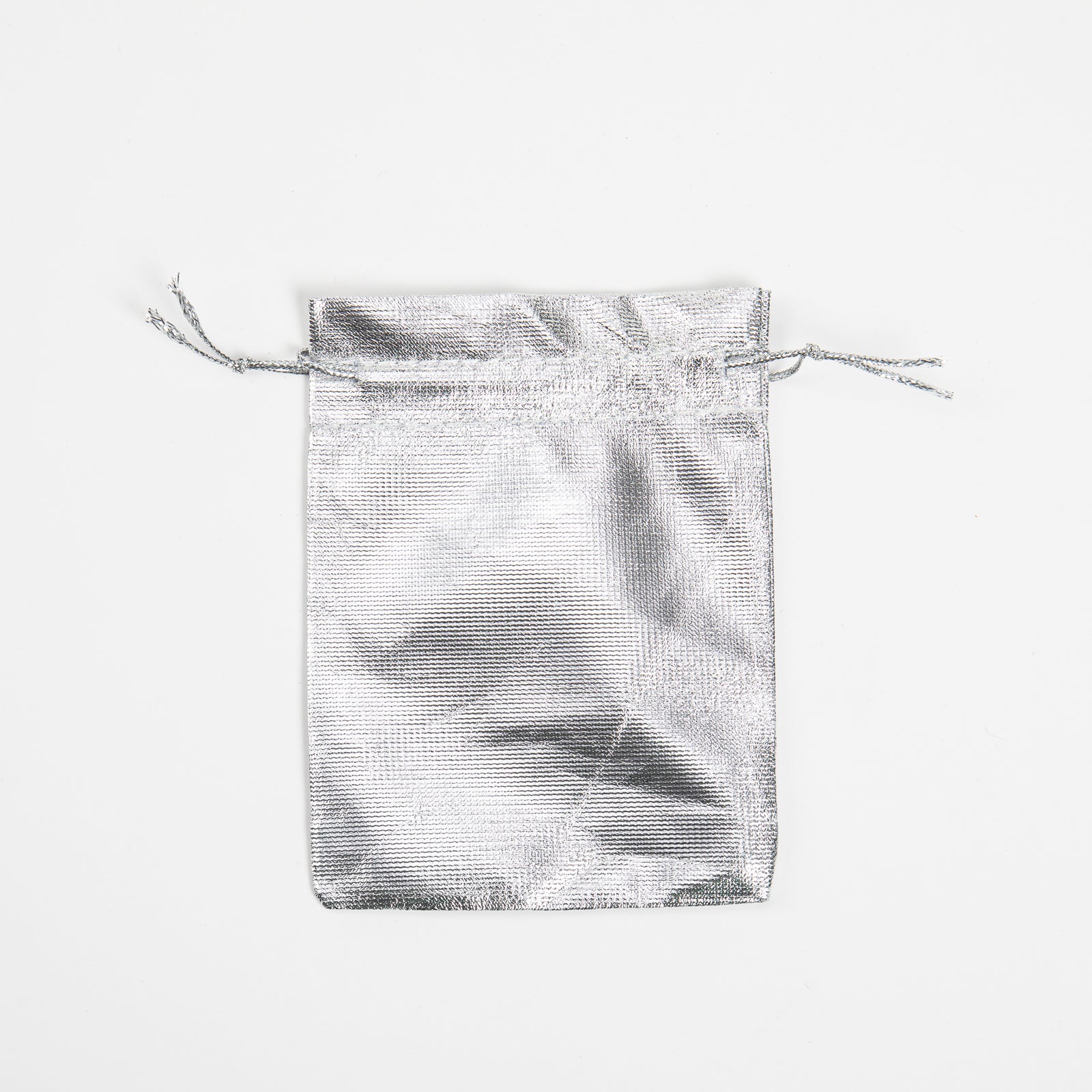 50x Sparkling Linen Organza Bag - 90mm x 120mm - Silver