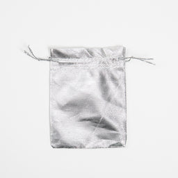 50x Sparkling Linen Organza Bag - 90mm x 120mm - Silver