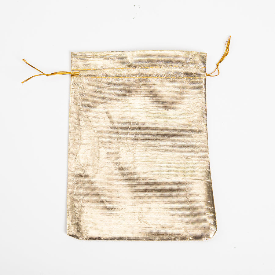 50x Glinsterende Linnen Organza Zakje - 70mm x 90mm - Goud