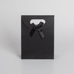 12x Luxury carrier bag with cut-out handle Black 12cm x 16cm x 6cm 