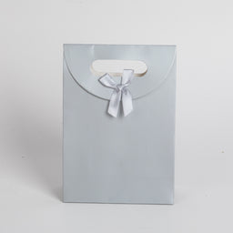 12x Luxury carrier bag with cut-out handle Silver 31.5cm x 23cm x 11cm 