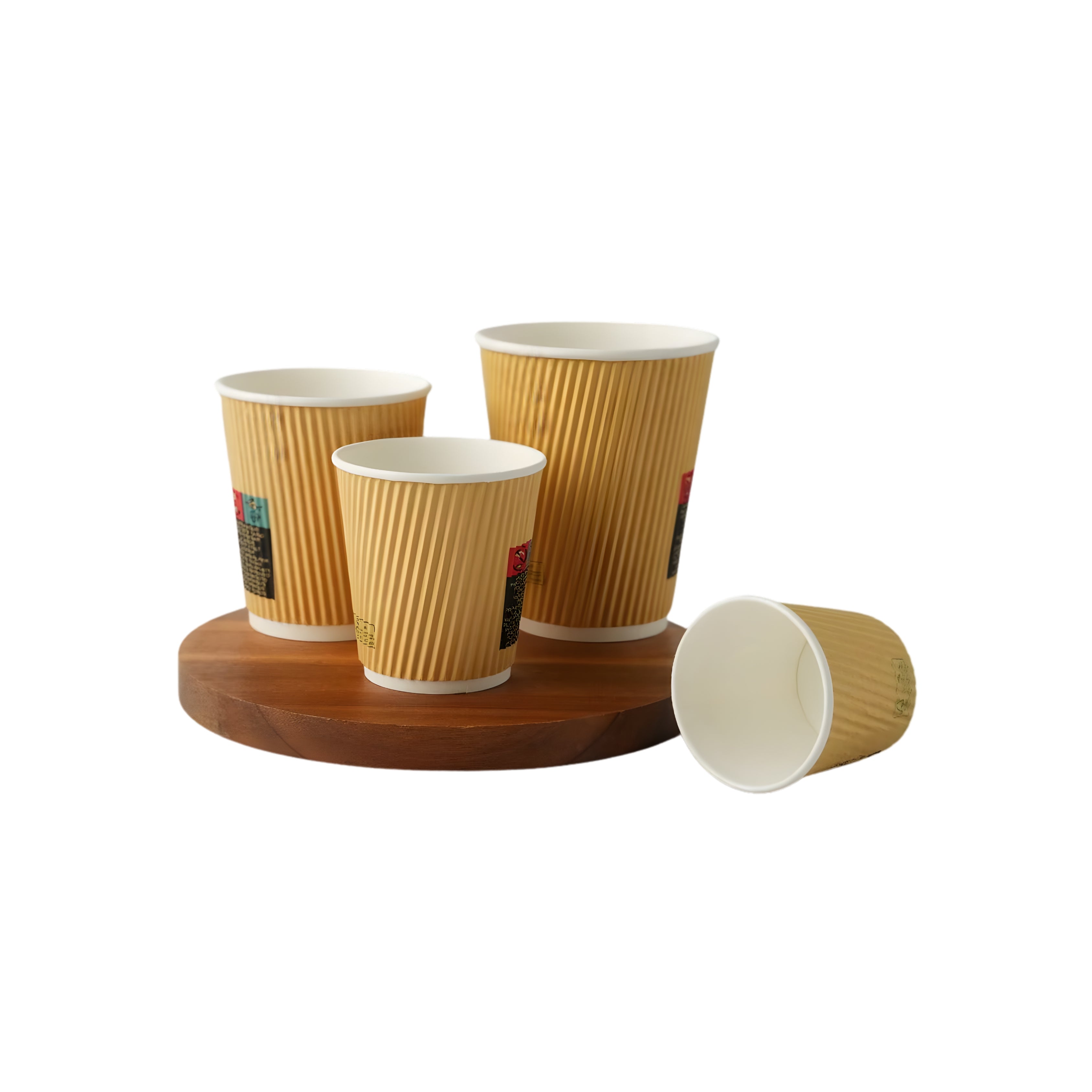 500x Koffiebeker dubbelwandig Ripple Wall 12oz 350ml bruin  Ø90mm