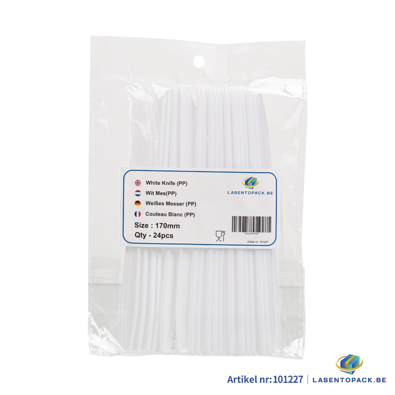 24x Herbruikbare Mes 170mm PP Wit