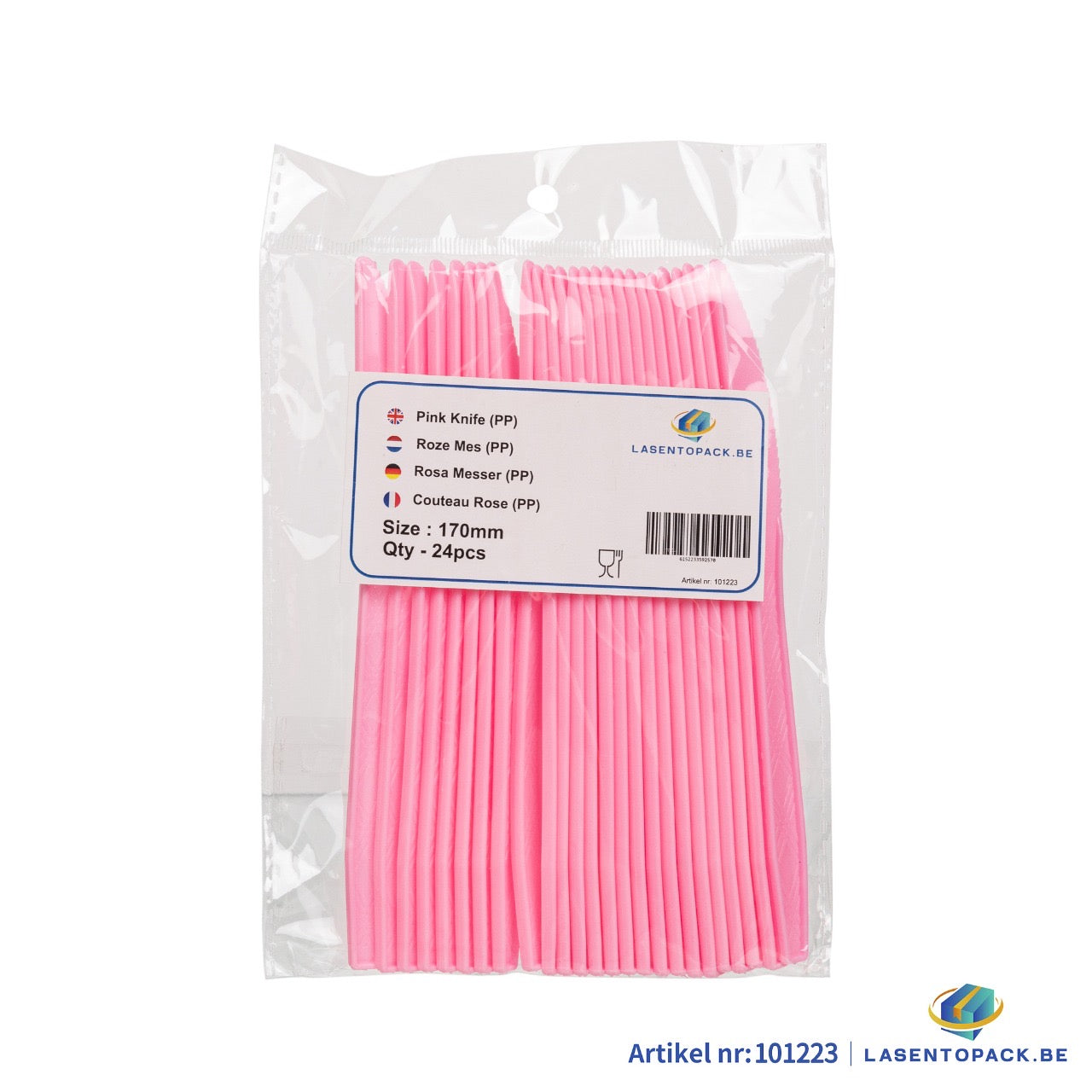 24x Herbruikbare Mes 170mm PP Roze