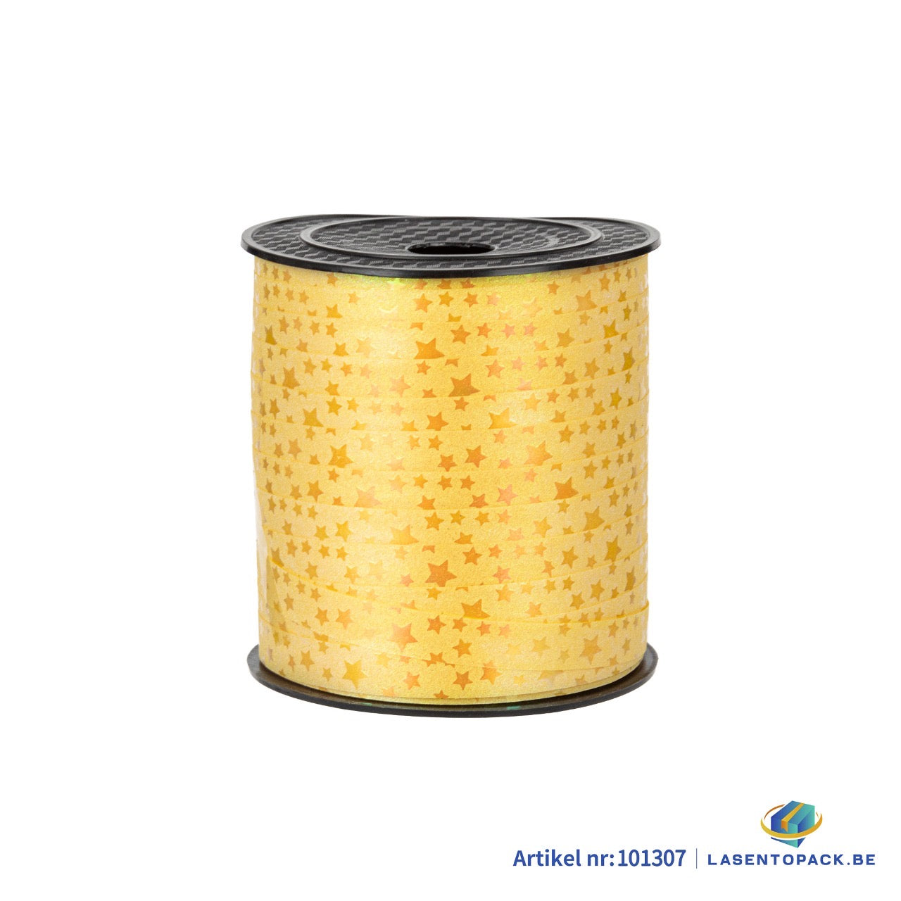 Krullint 10 mm x 100 meter Goud met Ster print