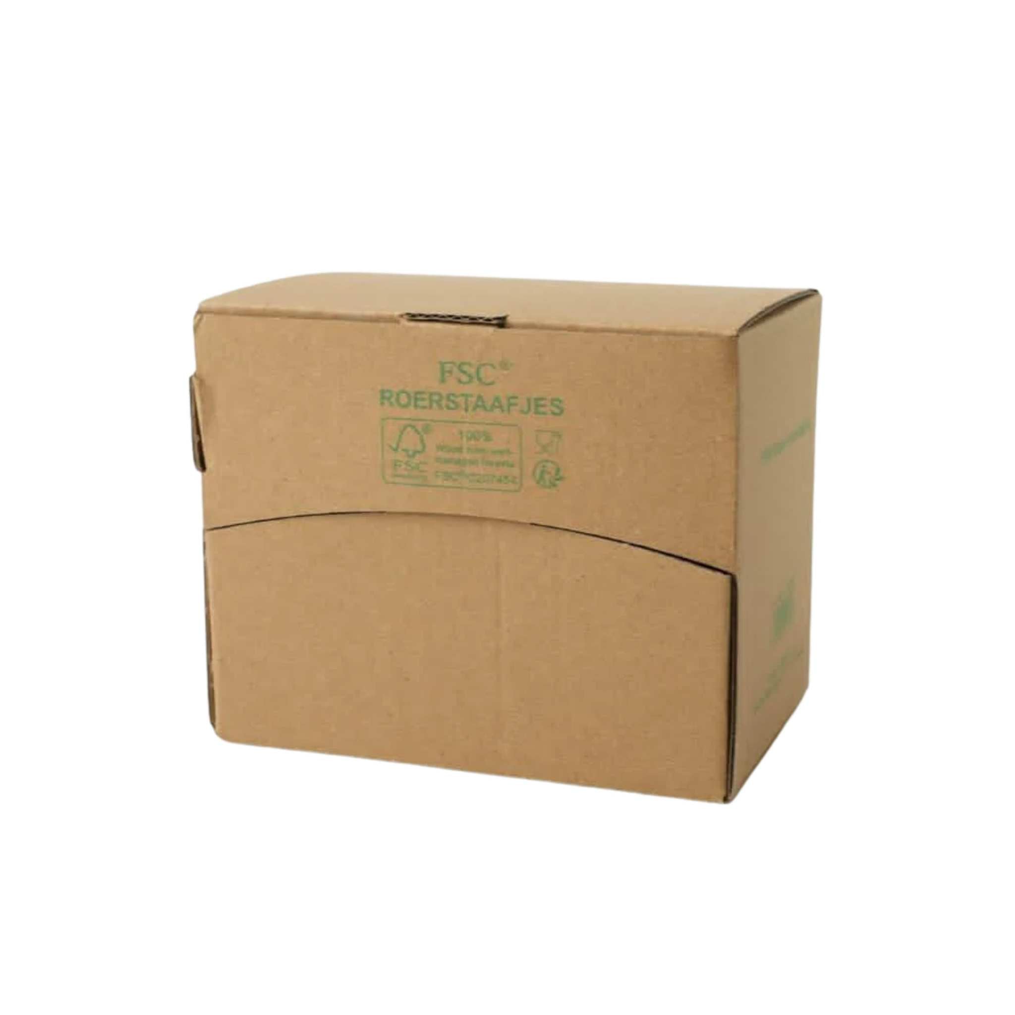 1000x Roerstaafjes in Spenderbox 14cm FSC 100% Hout