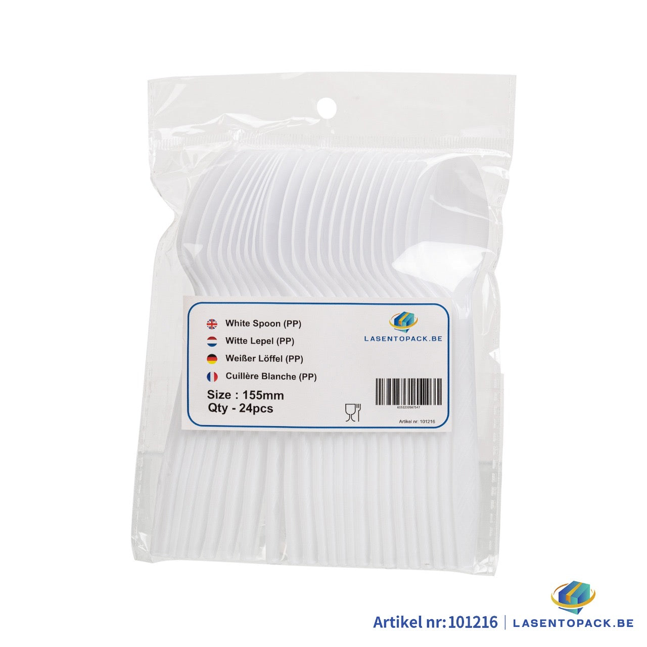 24x Herbruikbare lepel 155mm PP Wit