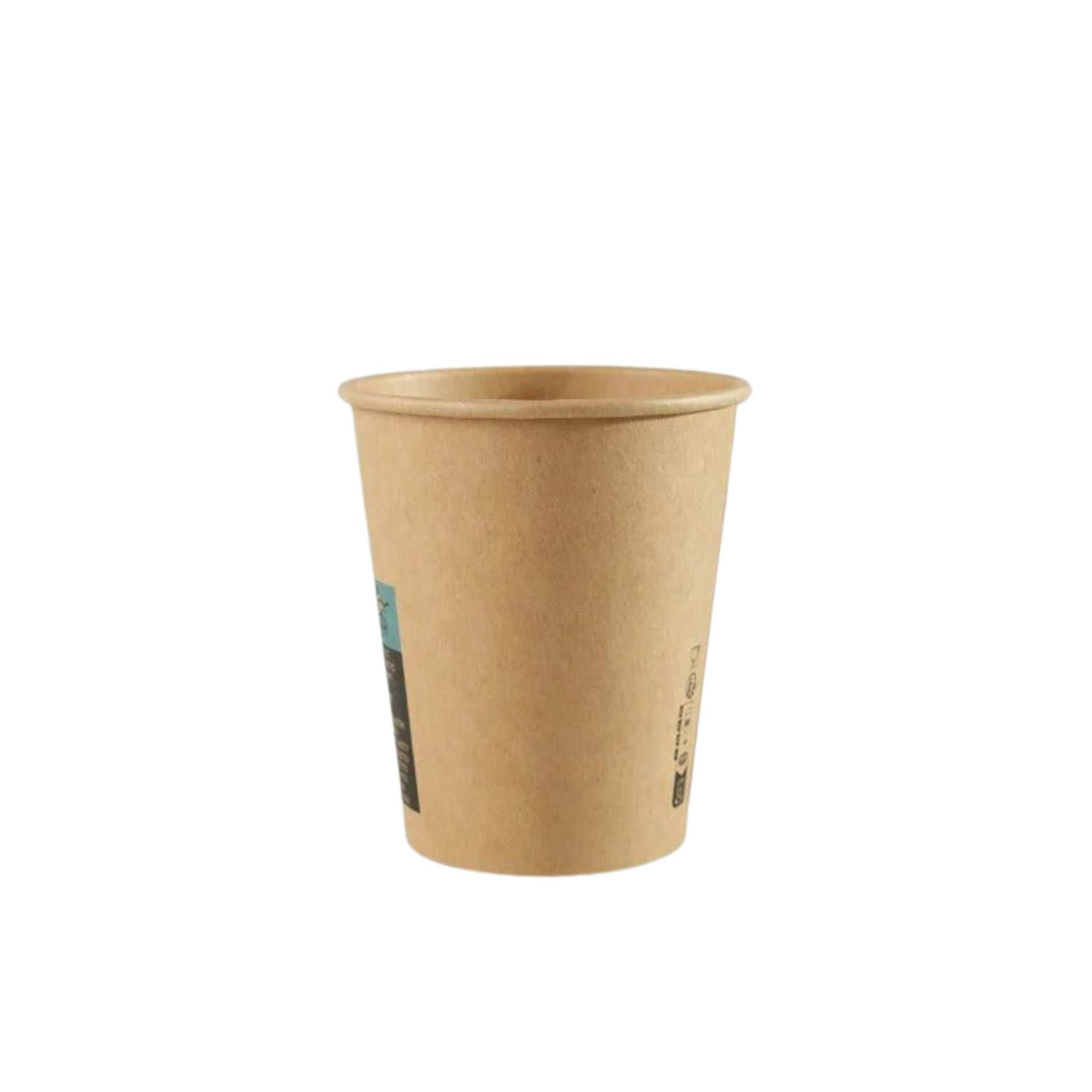 Stack of 1000 brown Nature Kraft 180ml FSC certified eco-friendly cardboard coffee cups for vending and to-go use