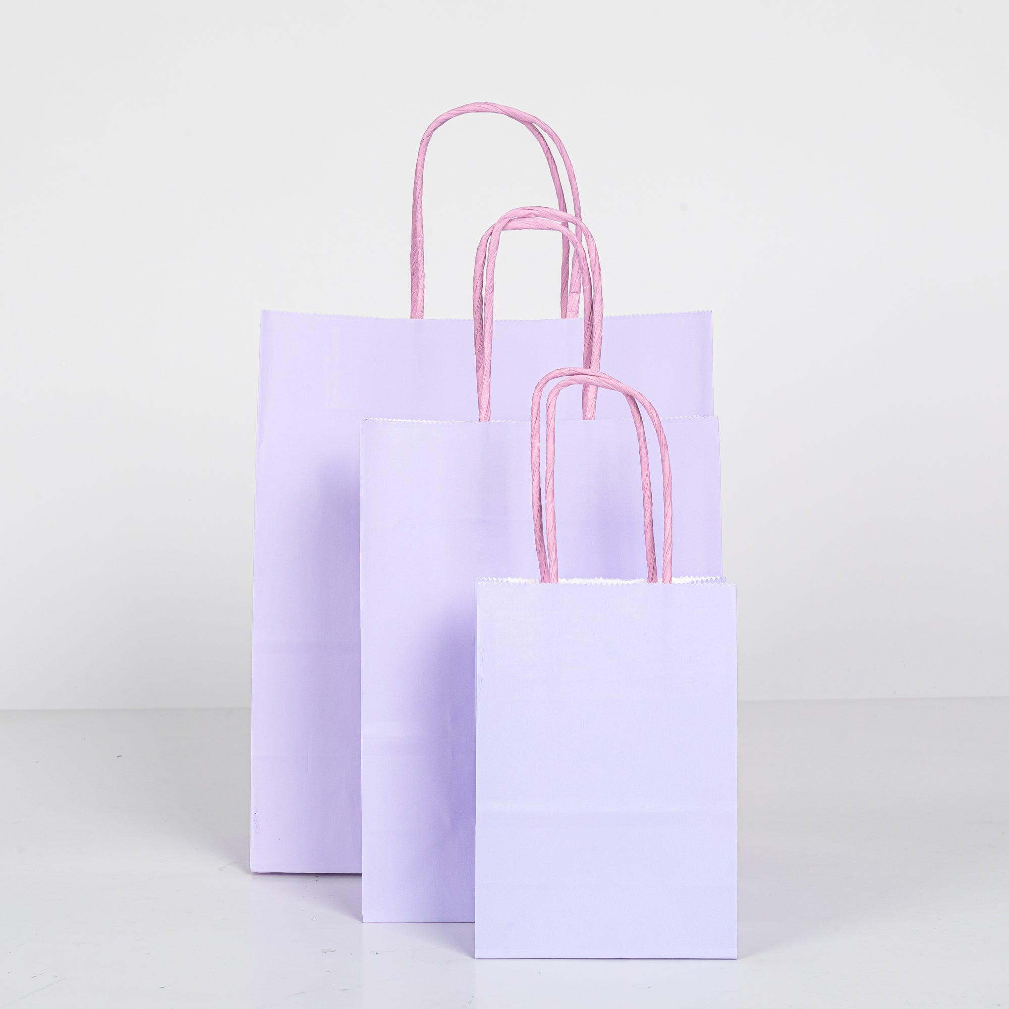 12x Papieren tas gedraaid handvat - 16cm x 22cm x 8cm - Licht Paars