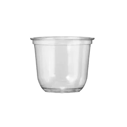 Transparante beker 300 ml met U-vormige bodem, ideaal voor smoothies en sapjes