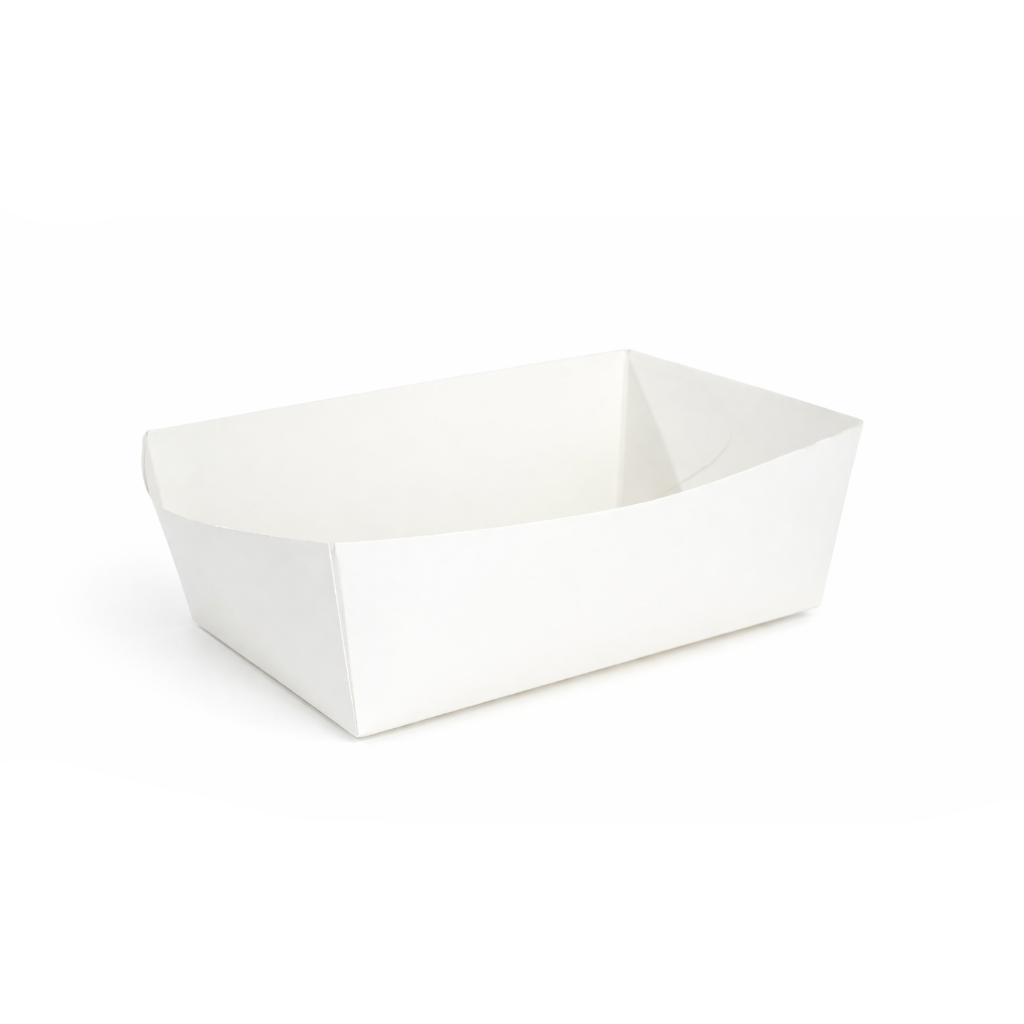 Set of 500 white kartonnen frietbakjes 425ml for snacks and fries in horeca use