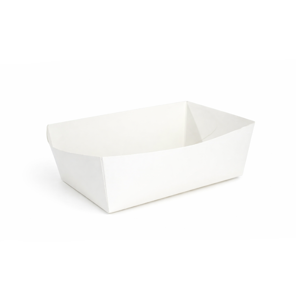 500x kartonnen frietbakjes wit 675ml voor snacks en friet, stevig karton, 15x9x5cm