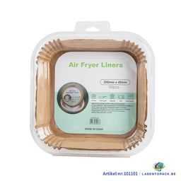 Airfryer BakPapier  Airfryer Bakjes  Wegwerpbakjes Vierkant  50 stuks  200 mm  x 45 mm  Airfryer Accesoires  XL en XXL