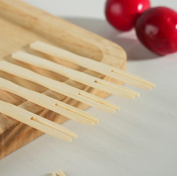 3000x Bamboo Snack Fork 86mm FSC BIO