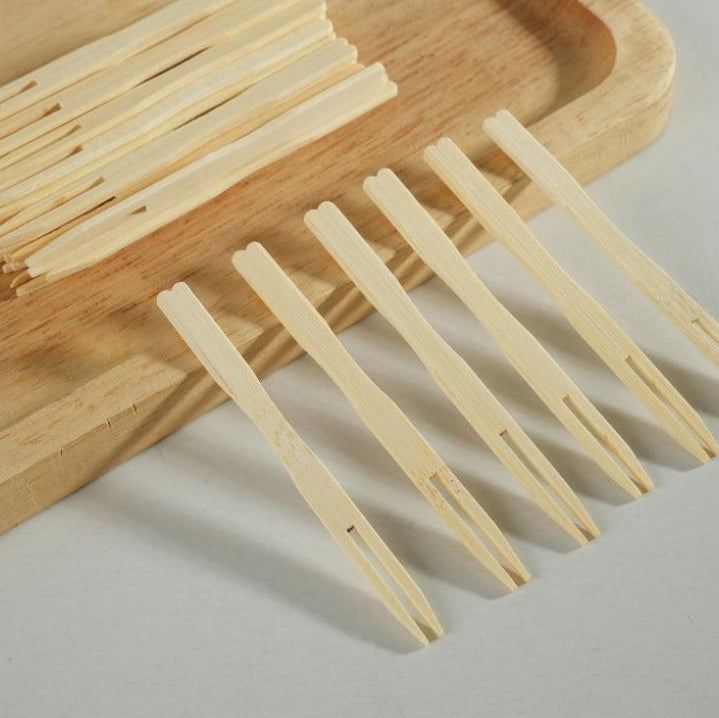 3000x Bamboo Snack Fork 86mm FSC BIO