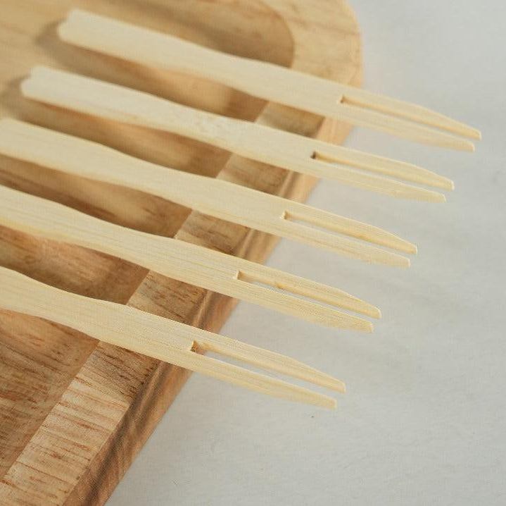 3000x Bamboo Snack Fork 86mm FSC BIO