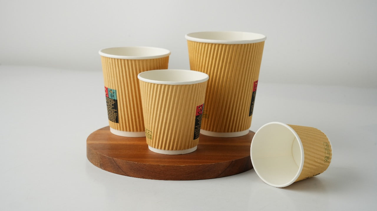 500x Koffiebeker dubbelwandig Ripple Wall 7oz 180ml bruin