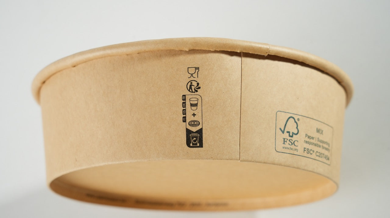 300x Salade Poke Bowl 750ml Ø150mm 26oz – Bio en FSC-gecertificeerd Kraft