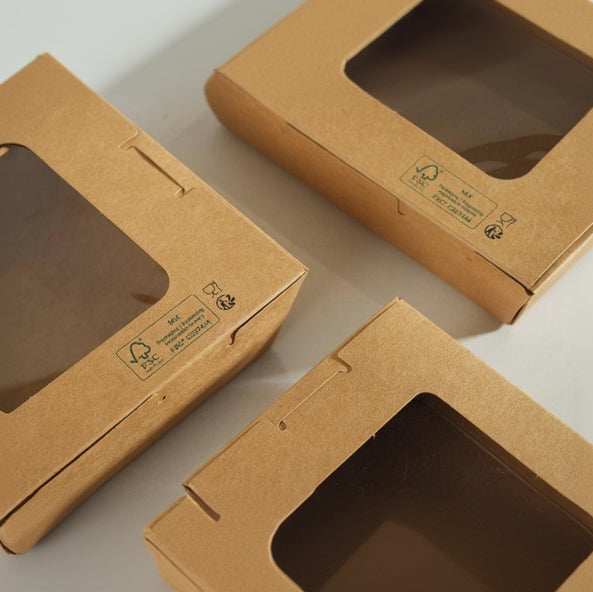 200x Lebensmittelbox mit Behälter 1200ml braun BIO Nature Kraft FSC