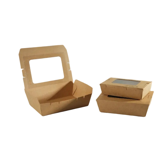 200x Lebensmittelbox mit Behälter 1200ml braun BIO Nature Kraft FSC