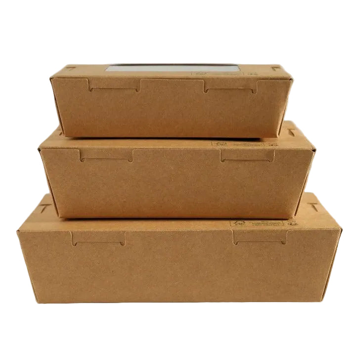 300x Foodbox mit 900ml-Verpackung, braun BIO Nature Kraft FSC