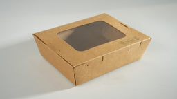 300x Foodbox met venster 500ml bruin BIO Nature Kraft FSC
