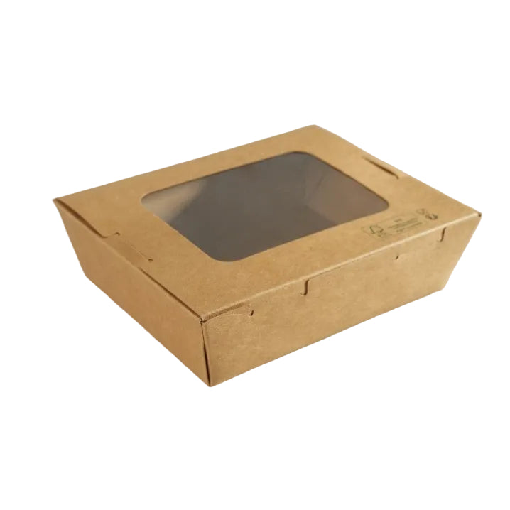 200x Lebensmittelbox mit Behälter 1200ml braun BIO Nature Kraft FSC