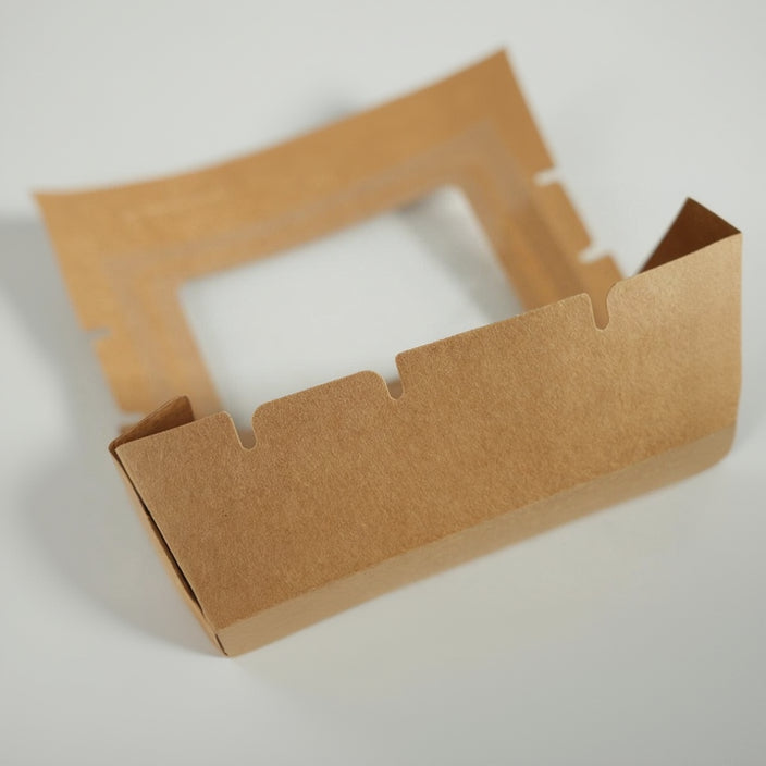 300x Foodbox mit 900ml-Verpackung, braun BIO Nature Kraft FSC