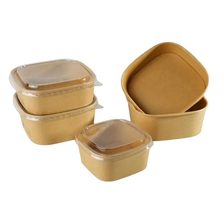 300x Vierkant-Maaltijdbak-Karton 1250ml 43 oz 170 x 170 x 65 mm Kraft FSC und BIO