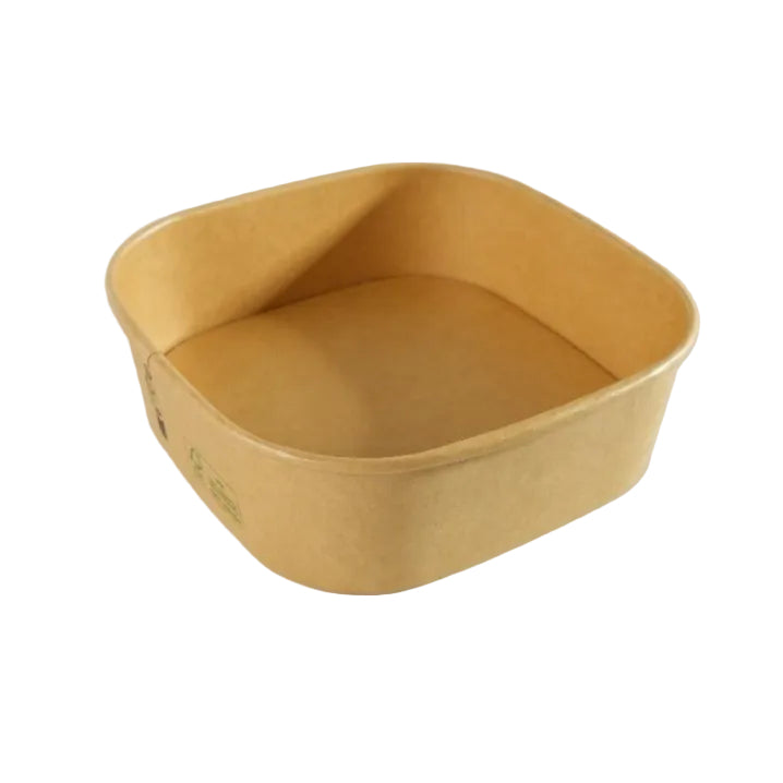 300x Vierkant-Maaltijdbak-Karton 500ml 17 oz 130 x 130 x 50 mm Kraft FSC und BIO