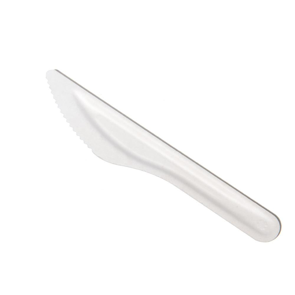 50x Bagasse Suikerriet Mes  15,4cm Wit Sterk en Mileuvriendelijk