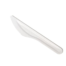 50x Bagasse Suikerriet Mes  15,4cm Wit Sterk en Mileuvriendelijk