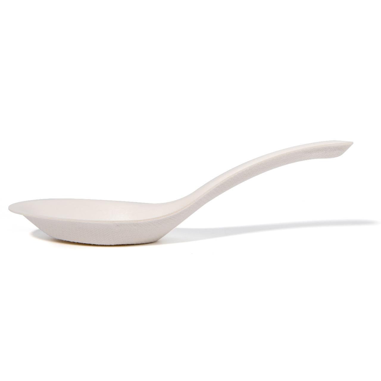 50x Bagasse Suikerriet Soep Lepel 15,4cm Wit Sterk en Mileuvriendelijk