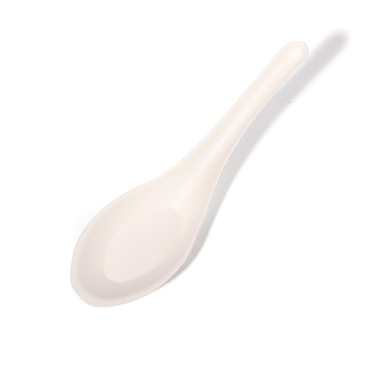 50x Bagasse Suikerriet Soep Lepel 15,4cm Wit Sterk en Mileuvriendelijk