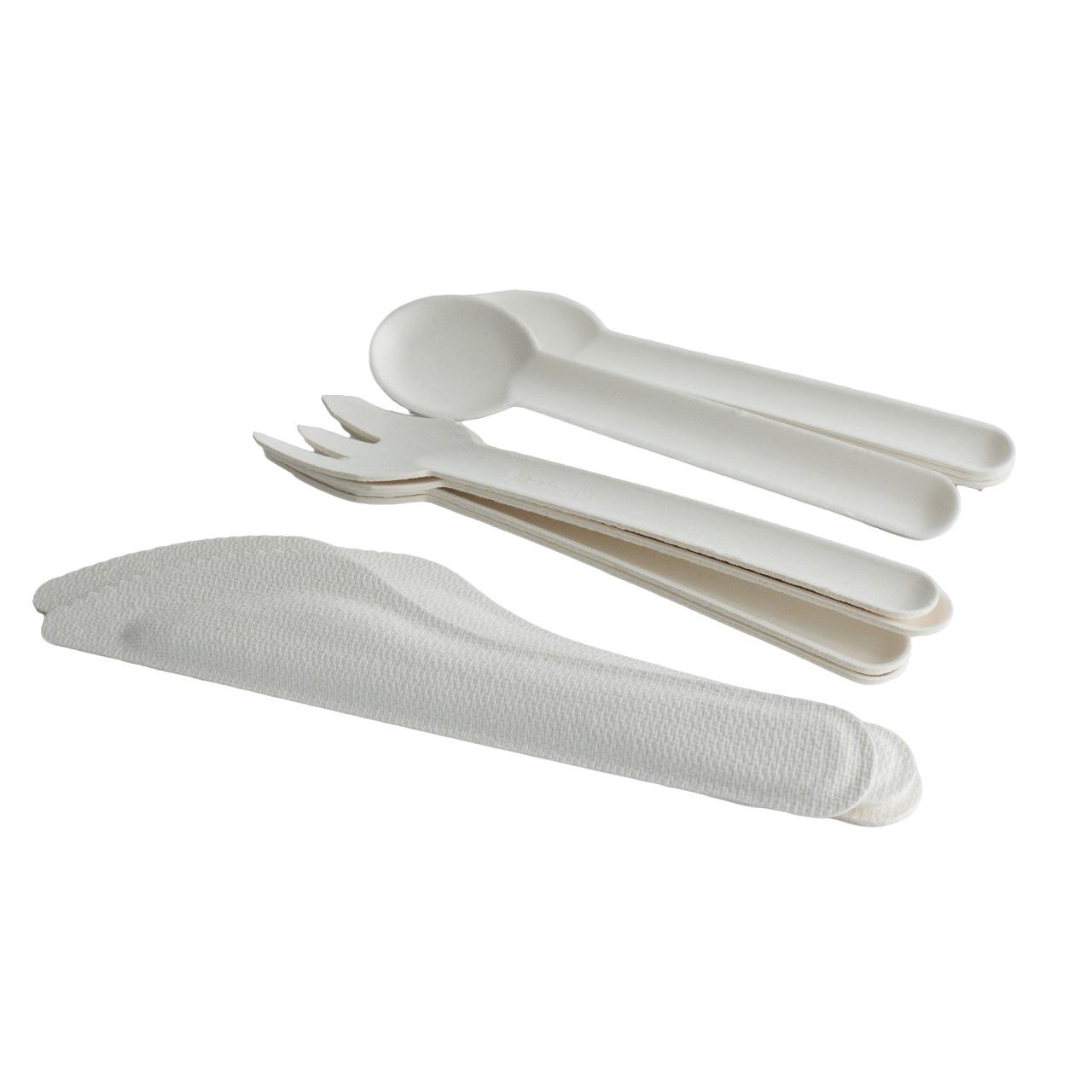 50x Bagasse Suikerriet Mes  15,4cm Wit Sterk en Mileuvriendelijk