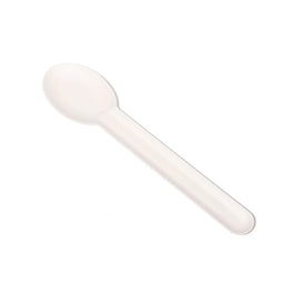 50x Bagasse Suikerriet Lepel 15,4cm Wit    Sterk en Mileuvriendelijk
