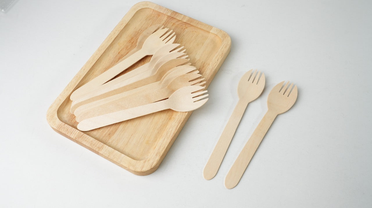 1000x Houten lepelvork 160mm 100% FSC Biologisch