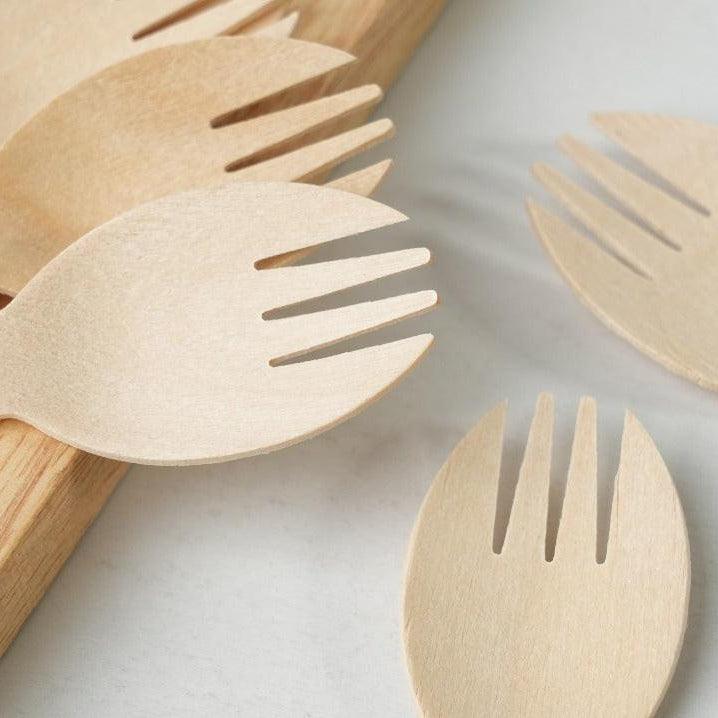 1000x Wooden Spoon Fork 160mm 100% FSC Organic